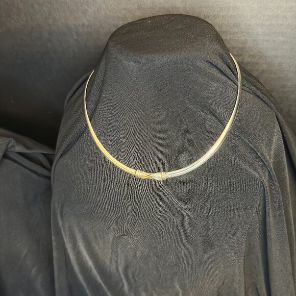 Jewelry - Custom Designed Ridged Necklace full Sterling Silver (925) with Gold accent.